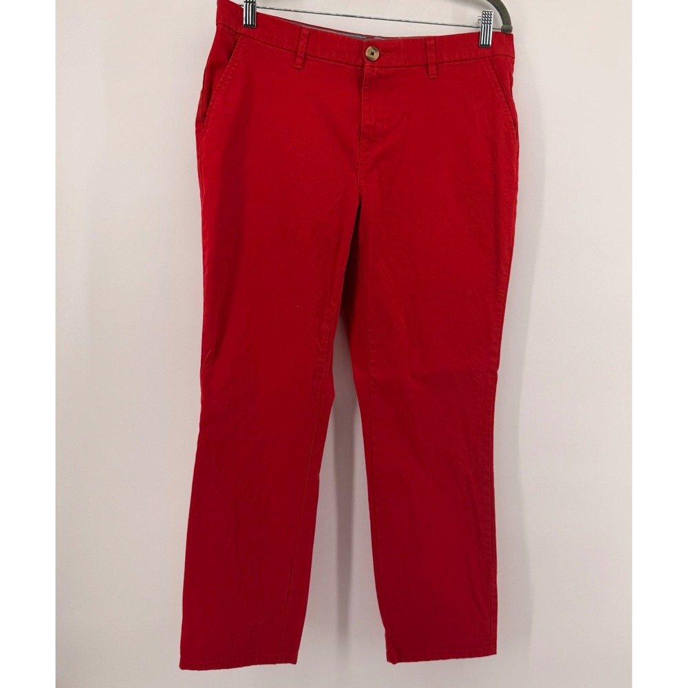 Tommy Hilfiger Chino Pants Women 10 Red Straight Leg Stretch Cotton Trousers